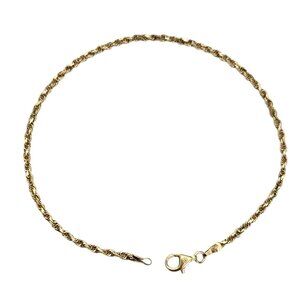 10K Yellow Gold Rope Chain Bracelet, 8.75" Long L841